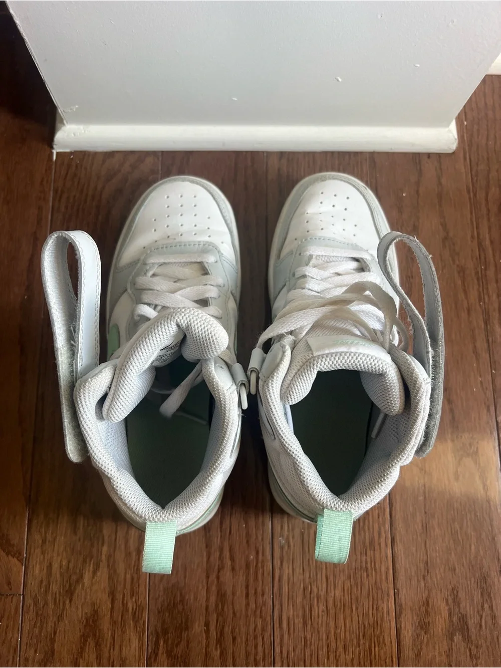 Nike Court Borough Mid 2 White Mint Green Mid Top Sneakers Youth 4Y